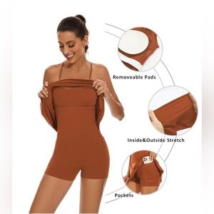 Tennis Dress Built-in Bra & Shorts Exercise Workout Golf Athletic Dress Pockets